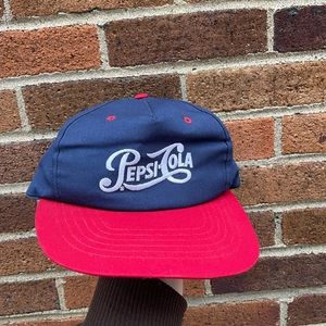 Pepsi Cola Hat Snapback Navy Red Embroidered Logo Vintage